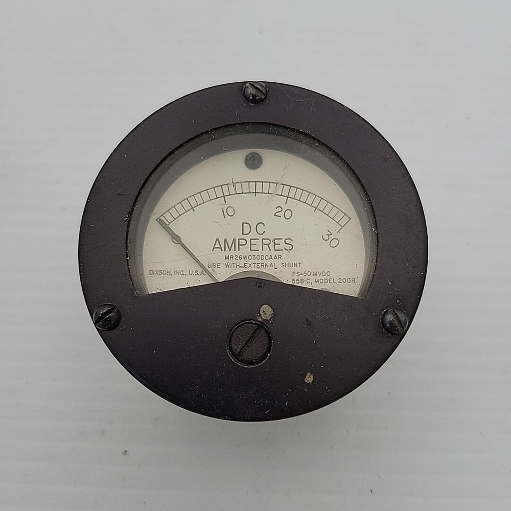 Dixson FS=50 MVDC Model 200R DC AMPERES Meter 0-30 Gauge 558-C MR26W030DCAAR